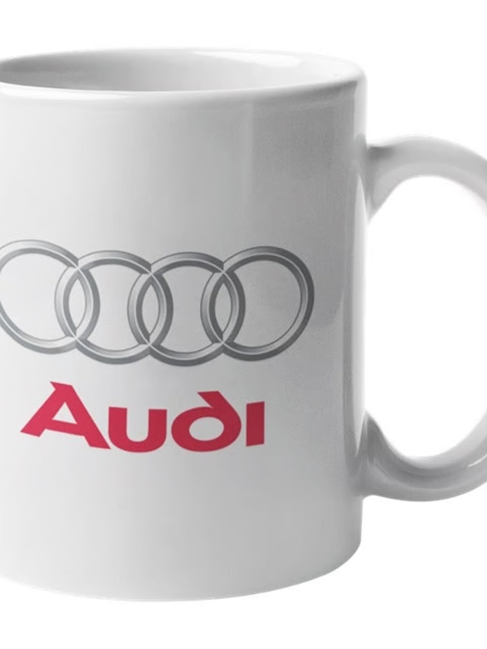 Audi White Ceramic Logo Mug - White with Red Logo